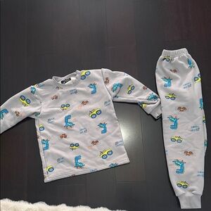 Kids Suede Matching set with Fun Vehicle Print